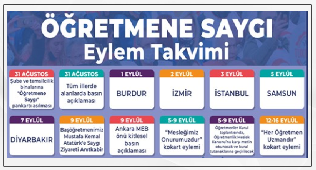 ÖĞRETMENE SAYGI EYLEM TAKVİMİ